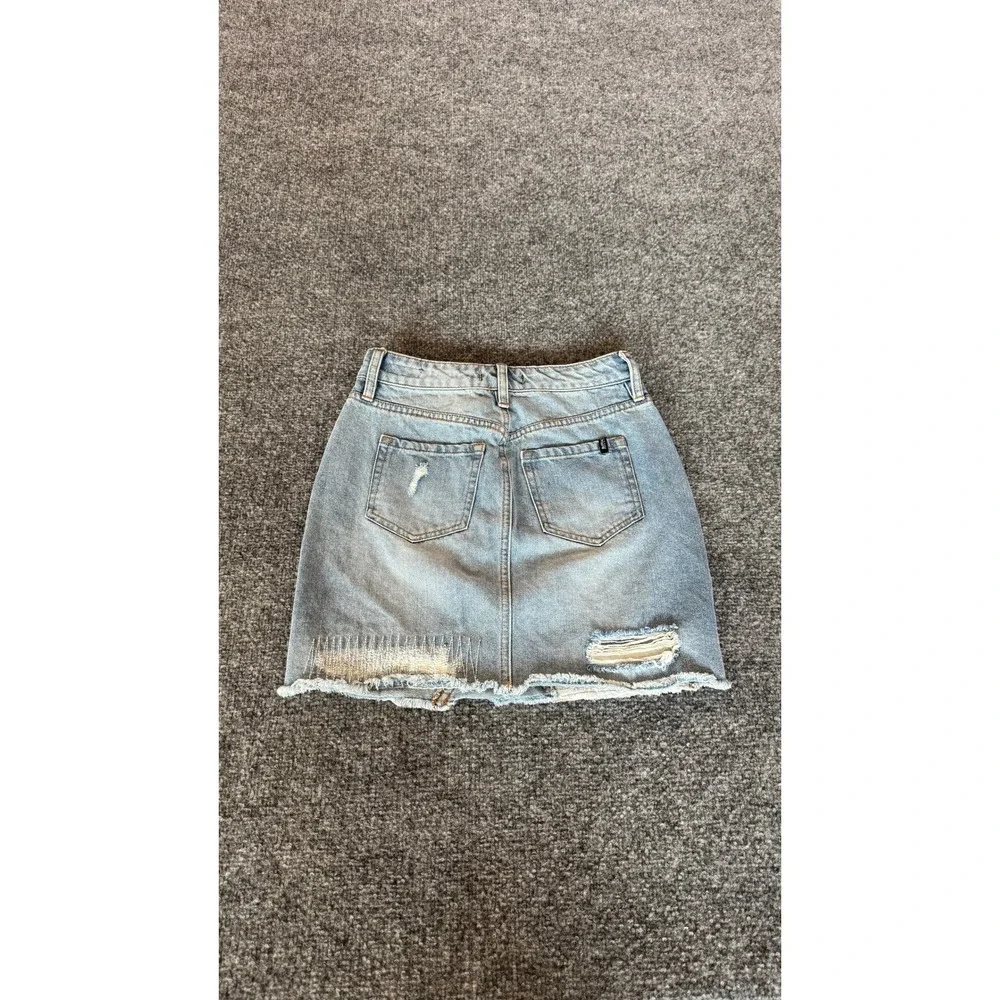 Buffalo David Bitton Ivy High Rise Denim Mini Skirt Light Wash Blue W24
